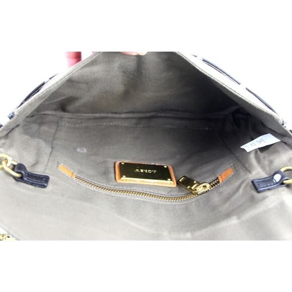 J.CREW BLACK GENUINE LEATHER POLKA DOT CHAIN ENVELOP SHOULDER BAG HANDBAG PURSE - Picture 8 of 13